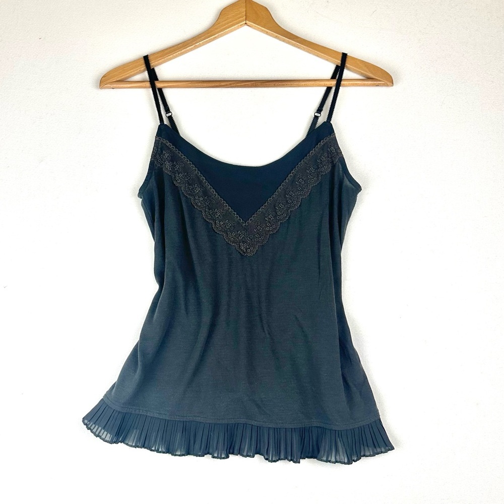 American Eagle Lace‎ Trim Chiffon Ruffle Hem Cami Tank Coquette